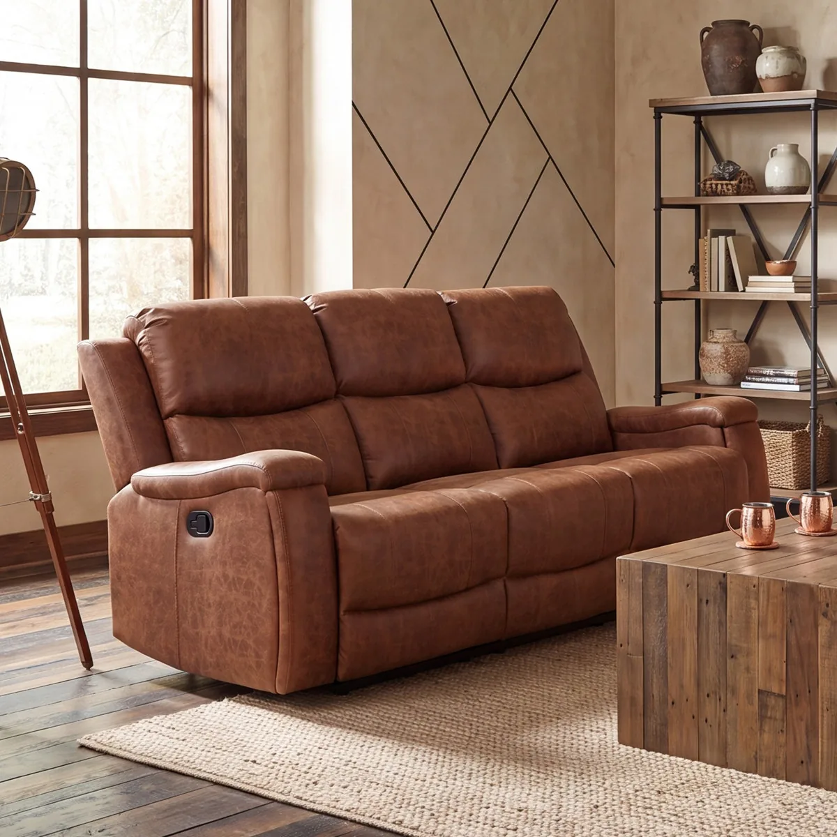 Westwick Ilkeston 81.6" Wide Vegan Leather Manual Reclining Sofa (Latitude Run)