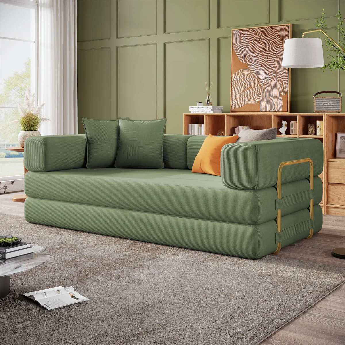 Lozena 78-Inch King-Size Convertible Sleeper Sofa Bed (Latitude Run)