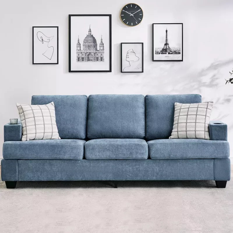 Garvee 3-Seater Chenille Sofa Grey