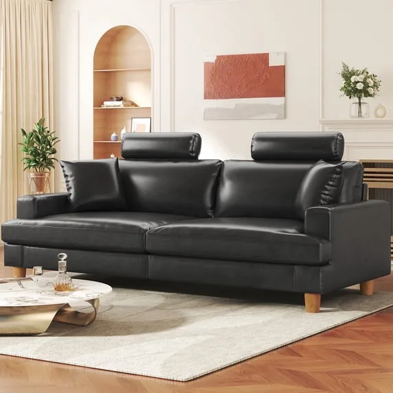Patbrela 87" PU Leather Sofa with Headrest