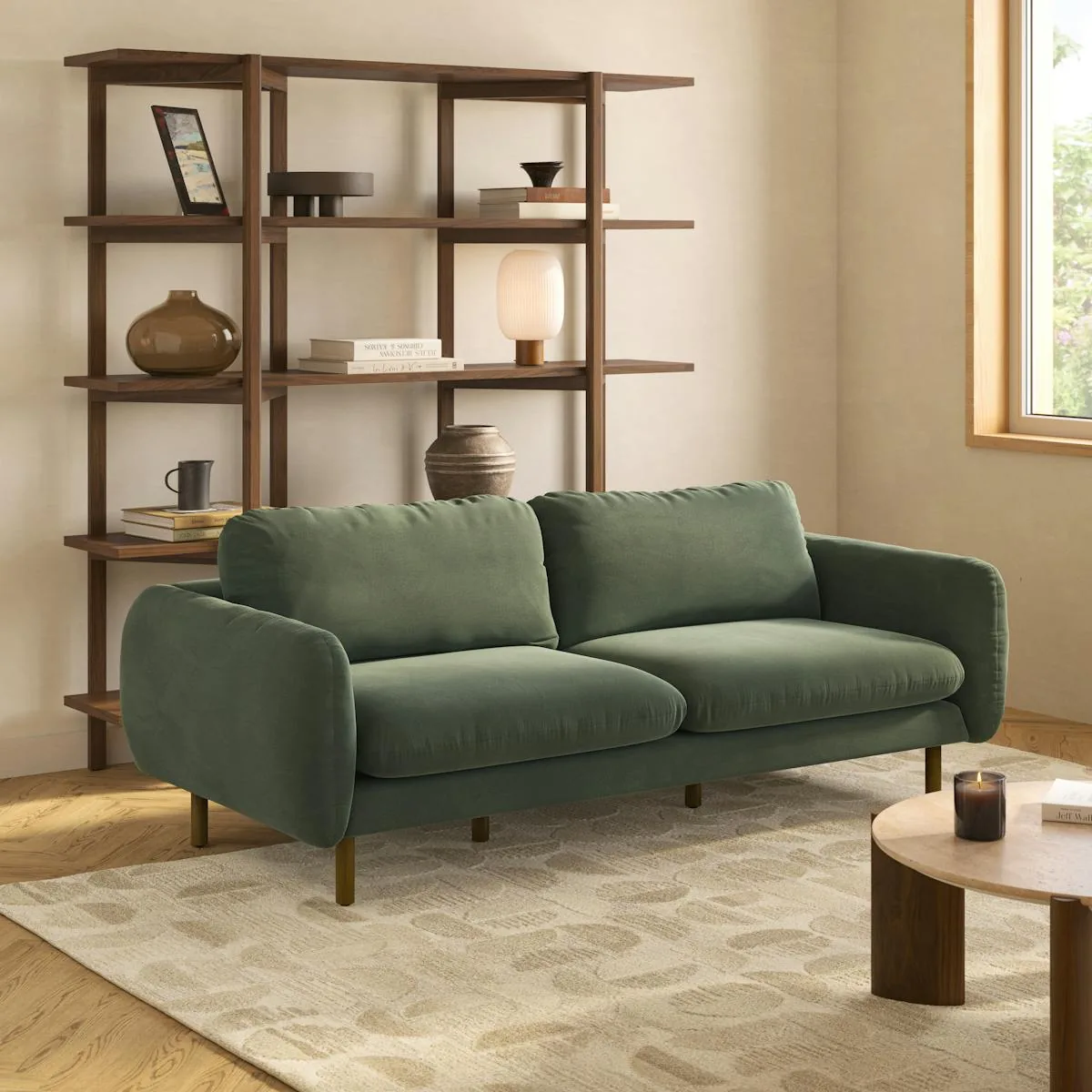 Sanders 85.5" Velvet Sofa - Plush Pacific Green