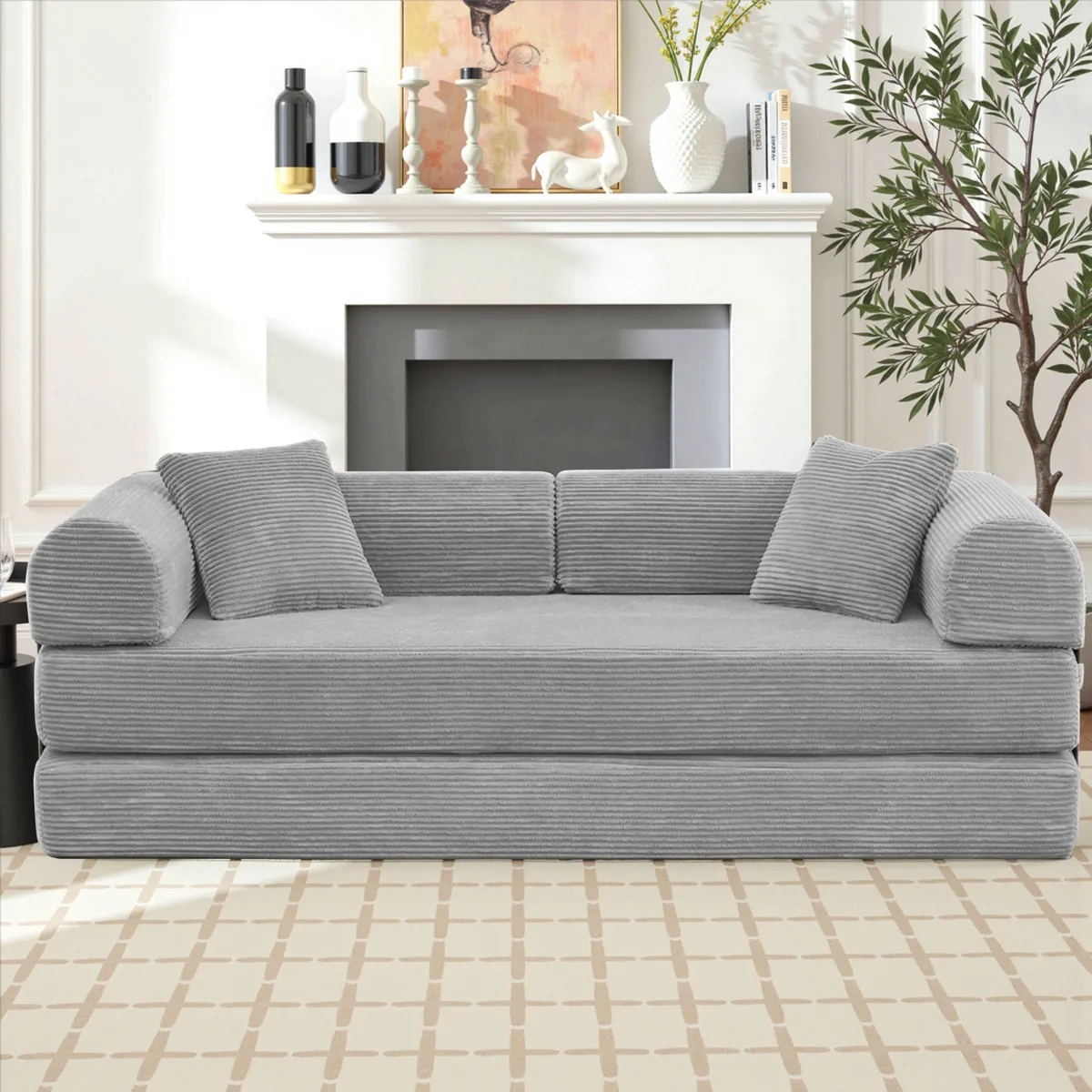 79" Corduroy Sleeper Sofa Boneless Modular Sofa Bed (Latitude Run)