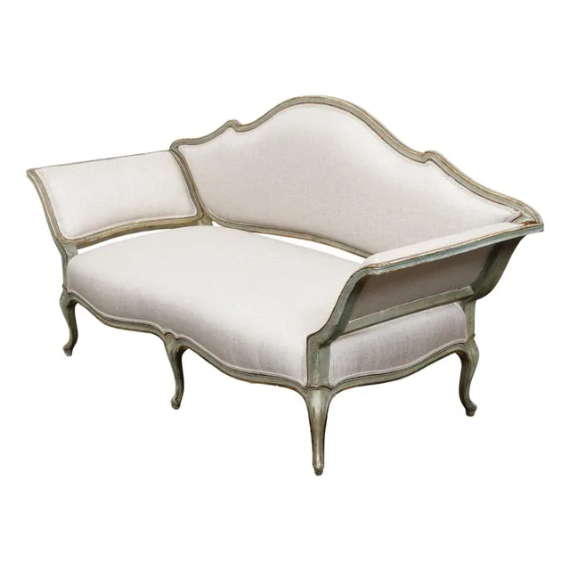Italian Rococo Style 19th Century Painted Settee with Out Scrolling Arms