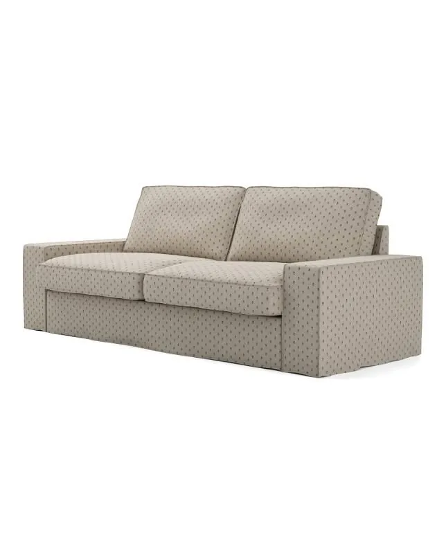 IKEA - Kivik 3 Seater Sofa Cover, Natural/Burgundy, Linen - Bemz
