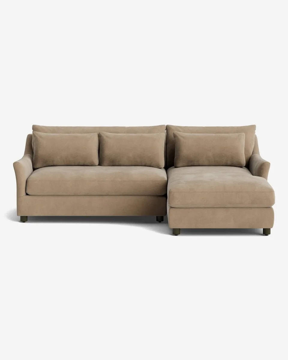 Niven Chaise Sectional Sofa, Latte Vintage Velvet, 101"W