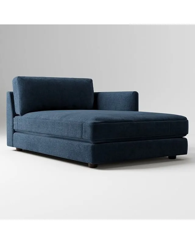 Haven Right Arm Chaise, Poly, Performance Distressed Velvet, Ink Blue