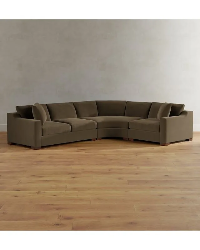 Sublimity Left Arm Sofa Curved Wedge Classic Multi Cushion 3 Piece Banks Velvet Cafe