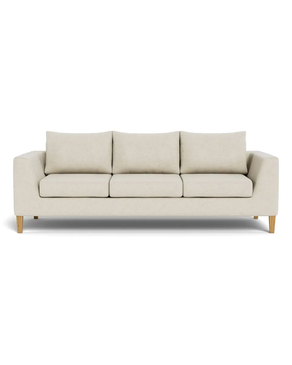 Asher Custom 3-Seat Fabric Sofa in Bisque Performance Classic Weave, Natural Oak, 97" - Customize Color, Size & More