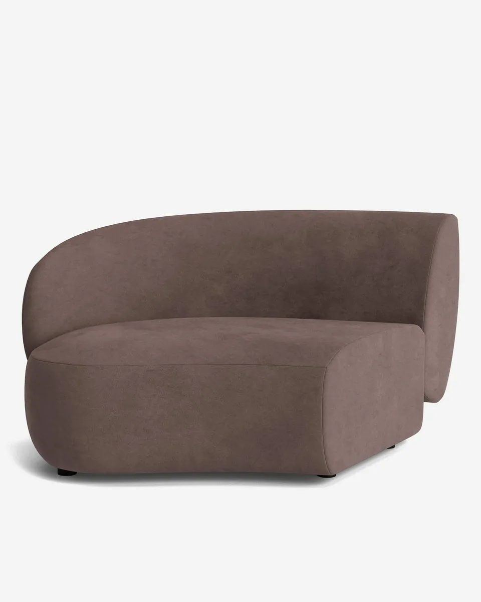 Claret Modular Left Arm, Chocolate Vintage Velvet