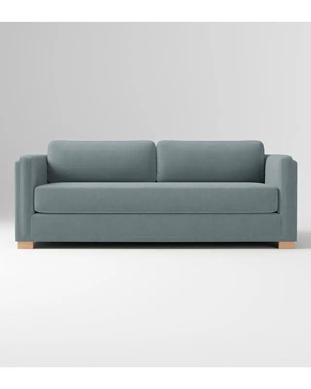 Nassau Cg Thin Arm Sleeper Sofa Bench, Deluxe Velvet Ocean, Blonde