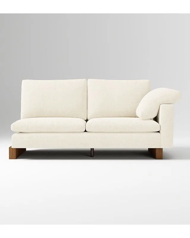Harmony Petite Right Arm 2-Seat, Dark Walnut, Performance Distressed Velvet Alabaster