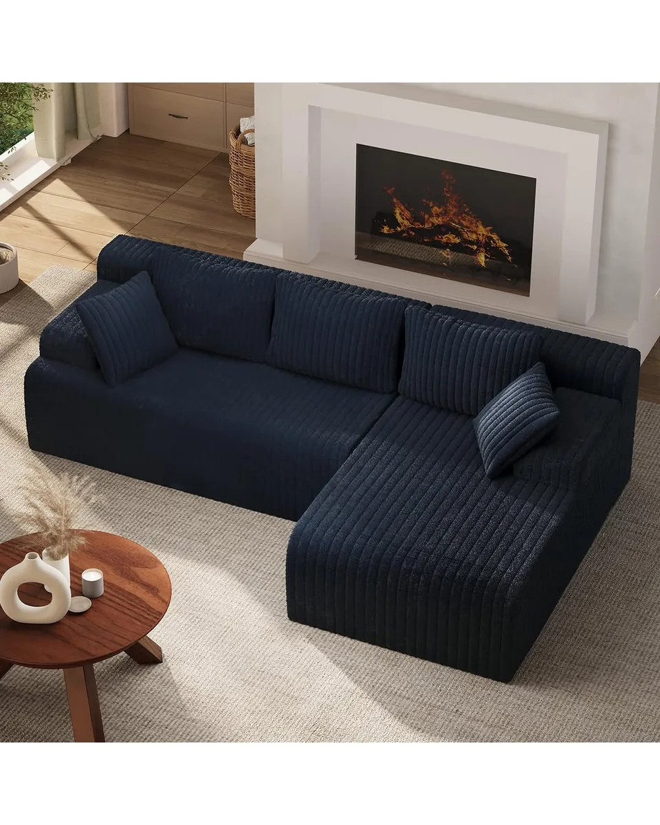 LAUSAINT HOME 96" Modular Sectional Sofa Couches, L-Shaped Boneless Cloud Sofa with 3 Deep Seat