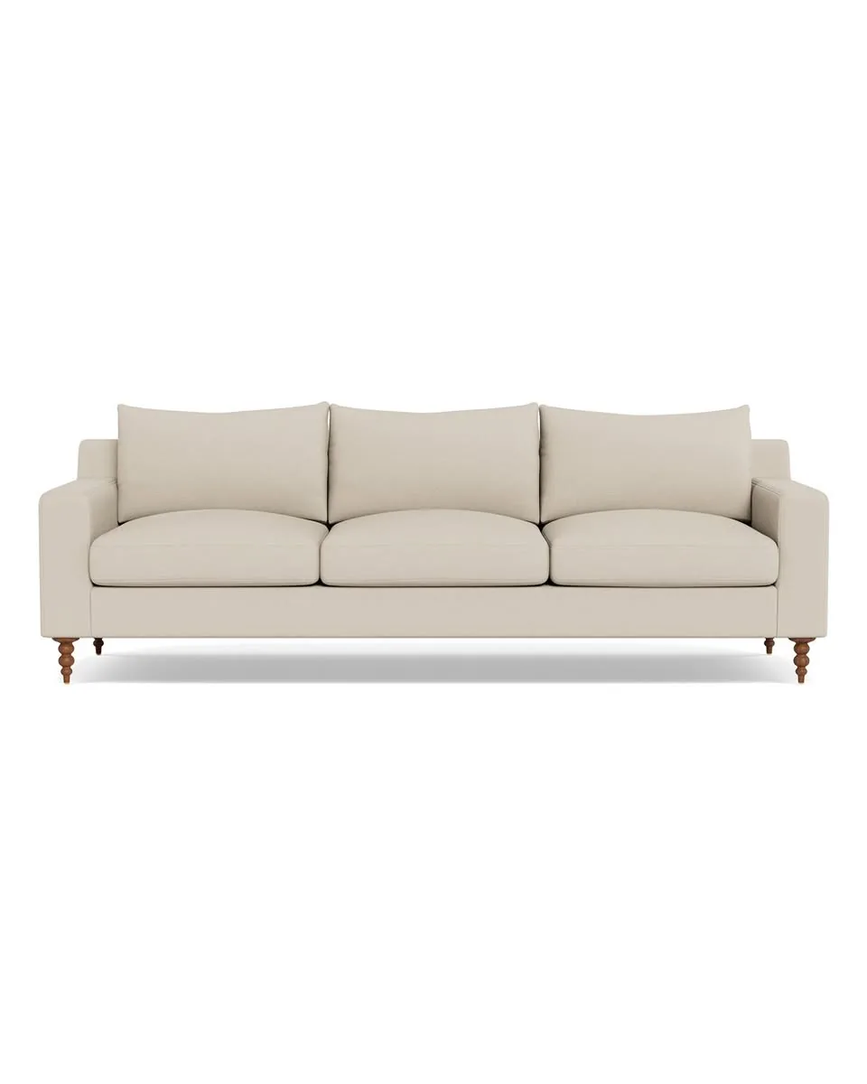 Sloan Custom 3-Seat Sofa in Dune Performance Linen, Oiled Walnut, 103" - Customize Color, Size & More
