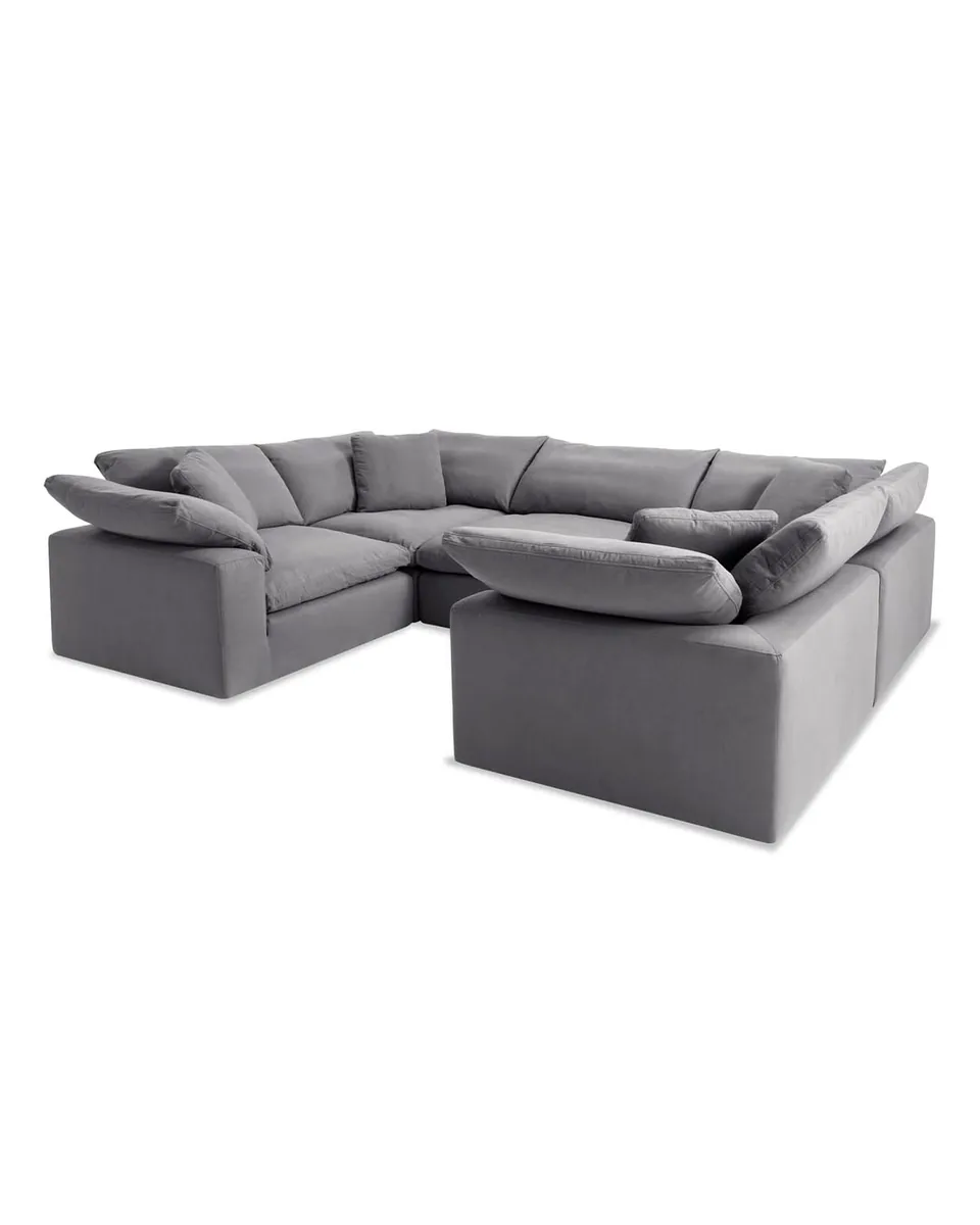 Dream Gray 131'' 5 Piece Modular Sectional with 4 Corners, 1 Armless Chair