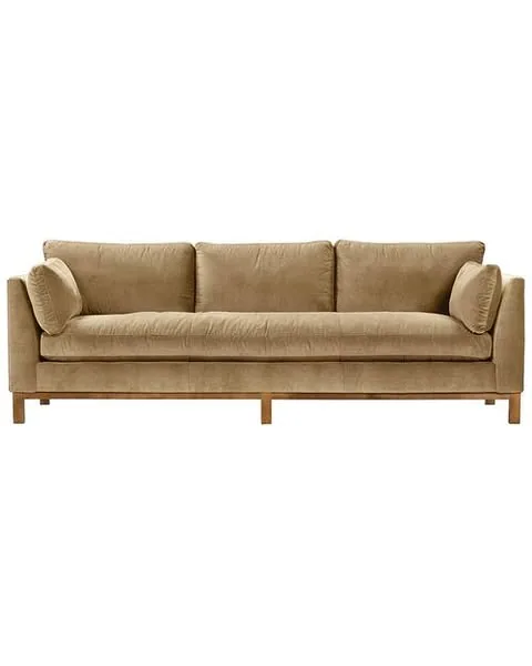 Apollo Velvet Bench-Seat Sofa | Couch, Settee - Brown - Comfortable, Durable | Couch, Sofa, Settee