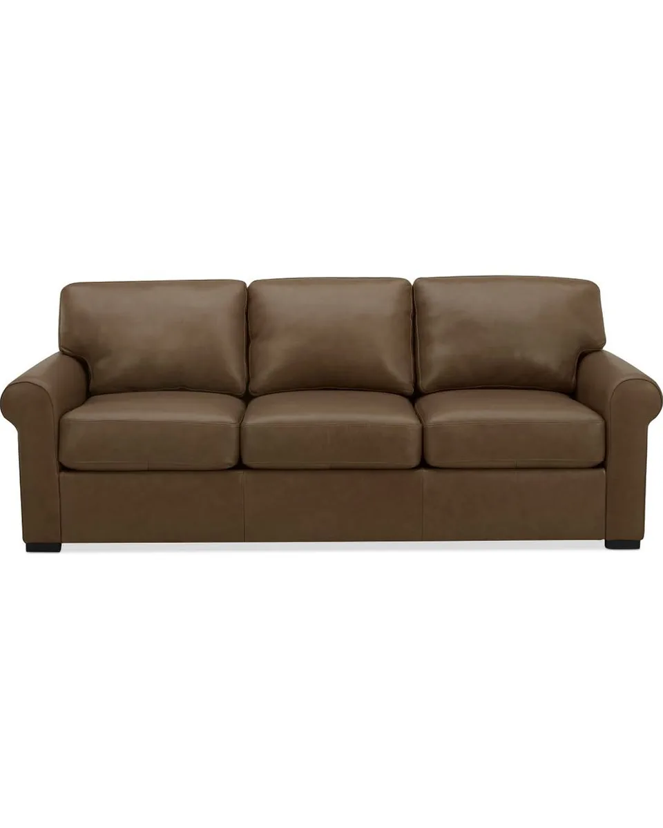 Radley Roll Arm 86" Leather Sofa, Exclusively at Macy's - Sand